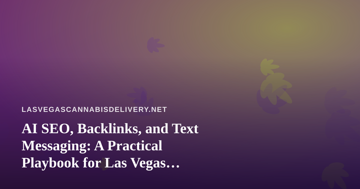AI SEO, Backlinks, and Text Messaging: A Practical Playbook for Las Vegas Cannabis Delivery