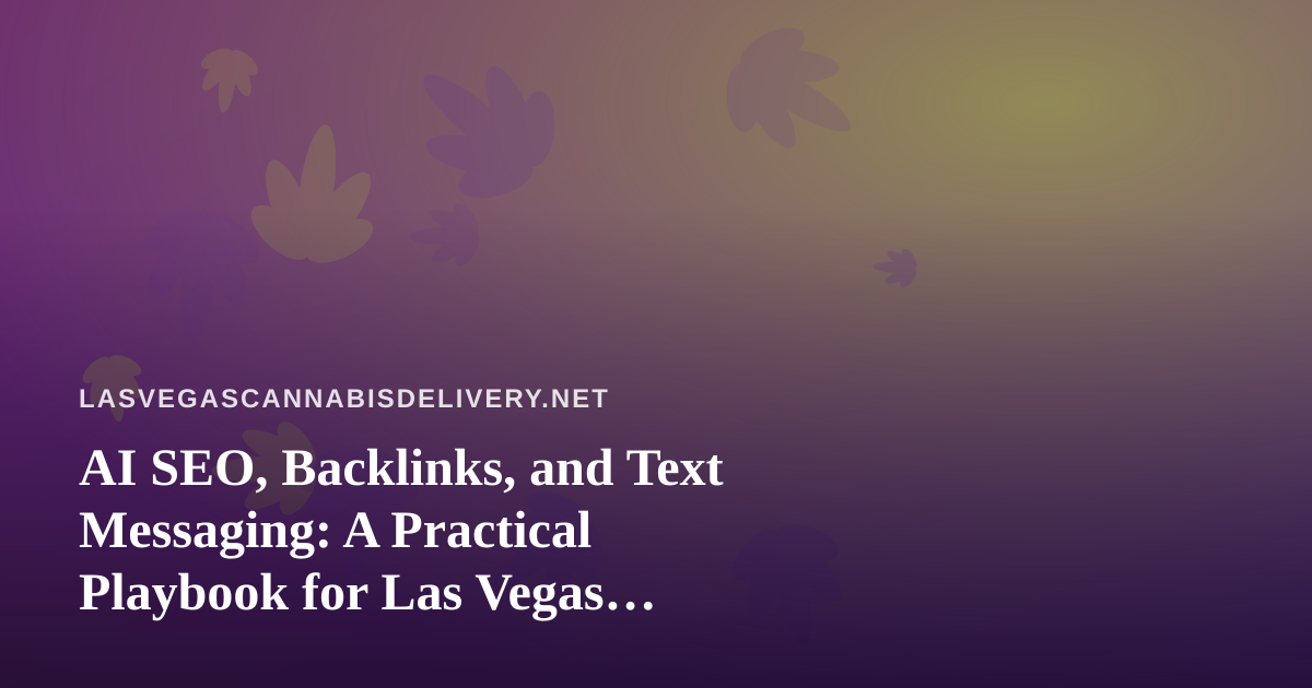 AI SEO, Backlinks, and Text Messaging: A Practical Playbook for Las Vegas Cannabis Delivery
