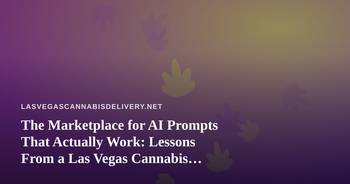 The Marketplace for AI Prompts That Actually Work: Lessons From a Las Vegas Cannabis Delivery Team